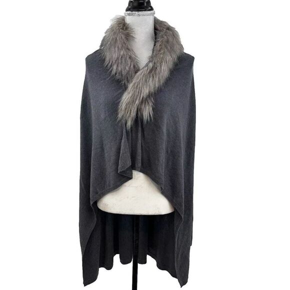 Boston Proper Faux Fur Sweater Cardigan Size Small - Picture 1 of 12